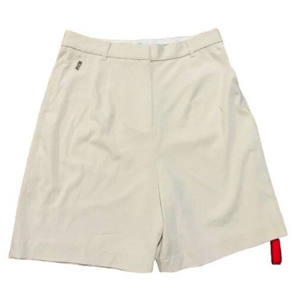 Grey/Ven Ivory THE MILES TAILORED Pleated Bermuda Shorts  Natural Size 2 $265 - Picture 4 of 5